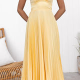 Jane | Vestido Maxi Elegante con Pliegues y Escote en V.