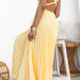 Jane | Vestido Maxi Elegante con Pliegues y Escote en V.