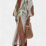 Fana Vestido Cruzado Estampado Floral con Lazo a la Cintura