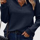 Helene Jersey de Cuello en V con Cremallera y Manga Larga