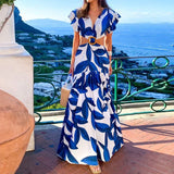 Maxi Mariposa de Verano: Vestido de Moda para Mujer con Escote en V y Espalda Descubierta