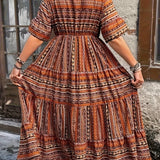 Sylpha - Vestido Bohemio de Estampado Étnico Elegante