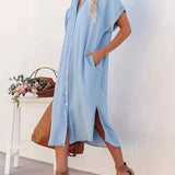 Samira-Vestido camisa con bolsillos fijos