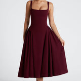 Betty | Vestido Midi de Laca Cereza