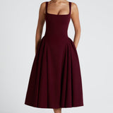 Betty | Vestido Midi de Laca Cereza