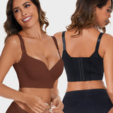 Yack Saint® Sujetador push-up con espalda alisadora – Negro + Marrón (pack de 2)