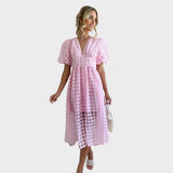 Isla Vestido de Encaje con Mangas Acampanadas