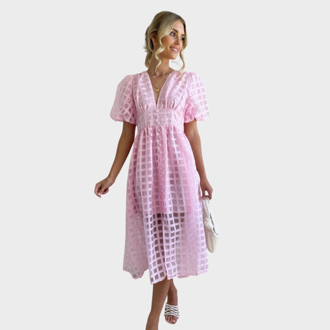 Isla Vestido de Encaje con Mangas Acampanadas