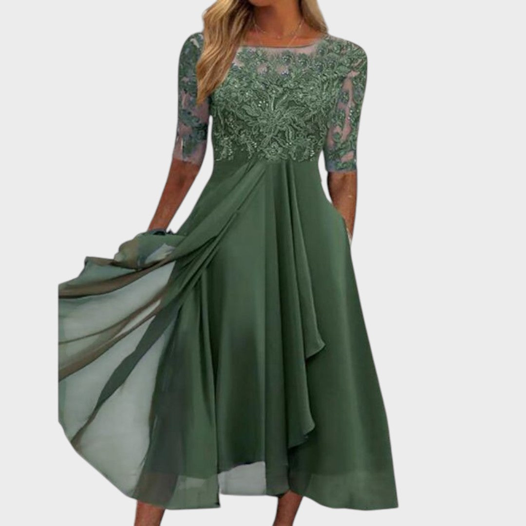 Gabhi Vestido Midi Con Detalles De Encaje