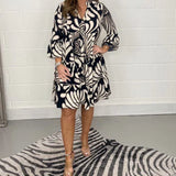 Fenella - Vestido Midi de Cuello en V Impreso