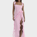 Amira Vestido largo ciruela oscuro