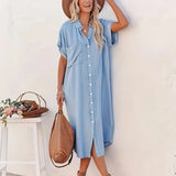 Samira-Vestido camisa con bolsillos fijos