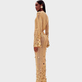Capri Elegante Vestido Largo de Crochet Con Detalles Brillantes