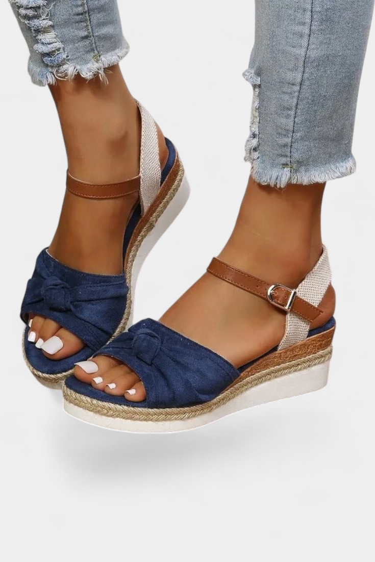 Loura Sandalias de Lona con Lazada y Plataforma Casual