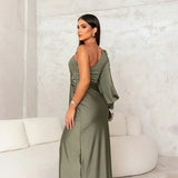 Zarra – Vestido Maxi Elegante de Un Hombro
