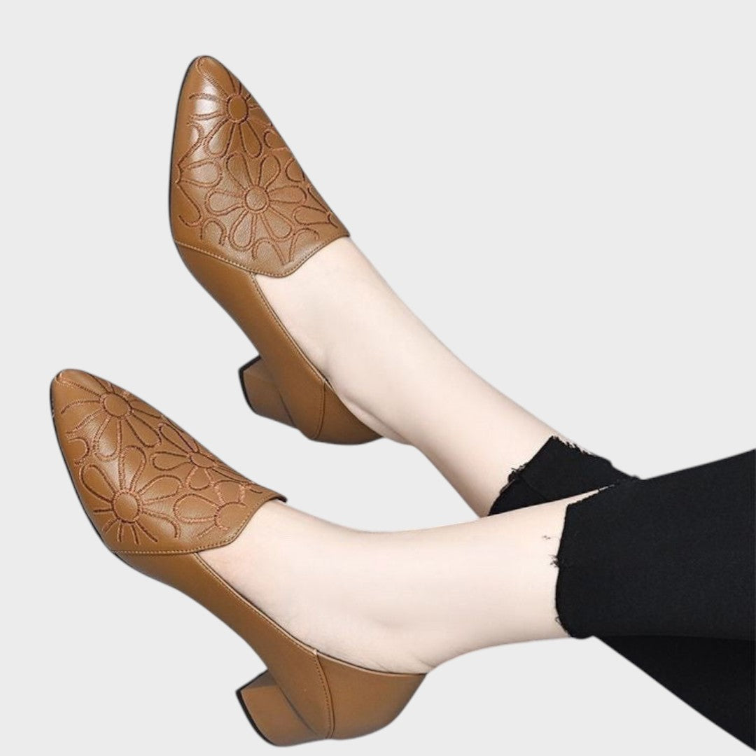 Elena Zapatos de Cuero Con Bardados