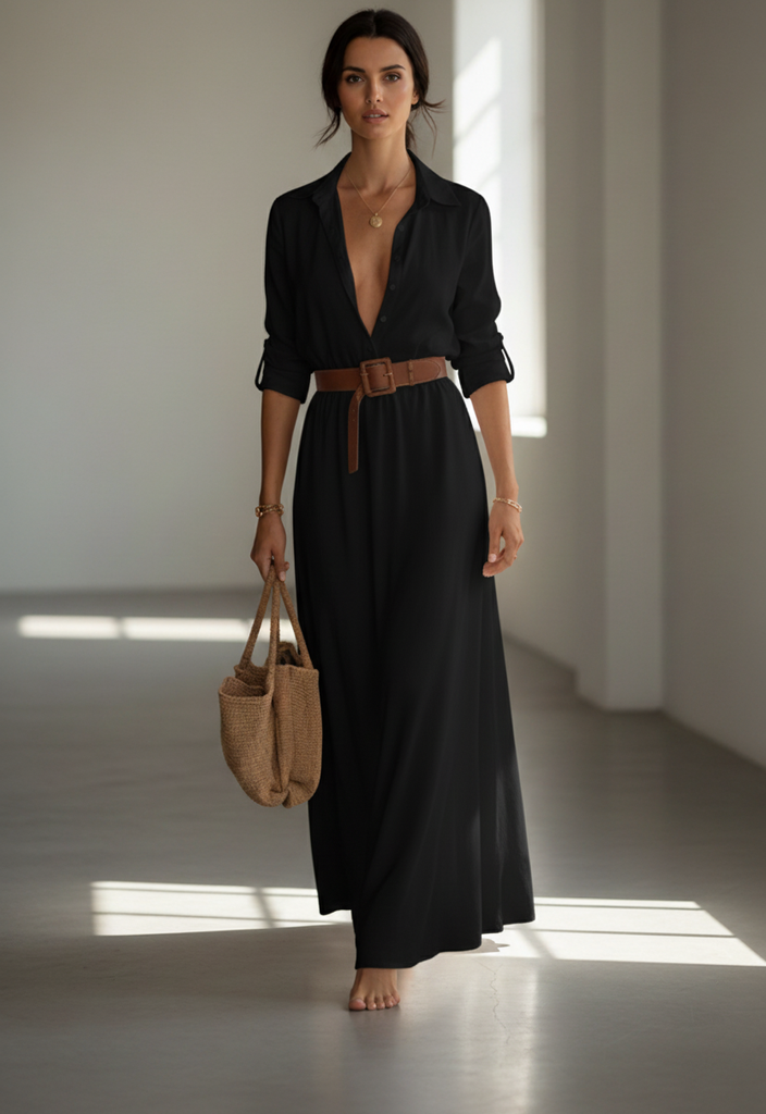 Vestido Maxi Ilona – Chic y Atemporal en Caqui