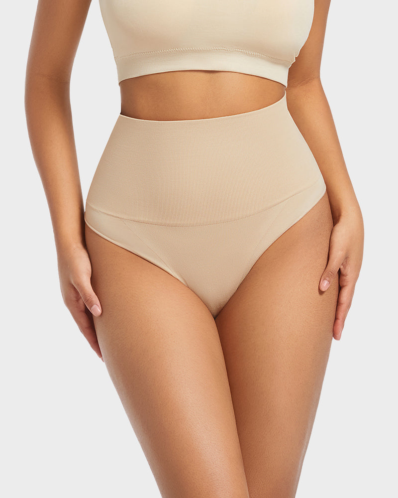 Tanga sin costuras de cintura ultra alta con control de abdomen