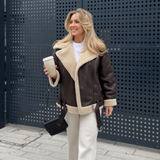Sienna - Chaqueta de doble faz con forro de pelo sintético y estilo chic