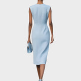 Belita Vestido Midi de Manga Larga Con Cuello Redondo