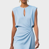 Belita Vestido Midi de Manga Larga Con Cuello Redondo