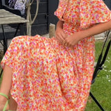 Harlow - Bonito vestido maxi floral con escote en V