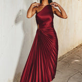 Sylviana - Vestido Midi Plisado de Un Hombro