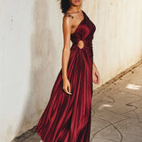 Sylviana - Vestido Midi Plisado de Un Hombro