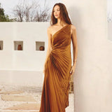 Sylviana - Vestido Midi Plisado de Un Hombro