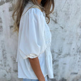 Megan - Blusa con Mangas de Globo y Botones
