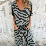 Evelina | Top y Pantalones con Estampado de Cebra en V