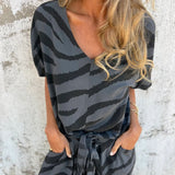 Evelina | Top y Pantalones con Estampado de Cebra en V