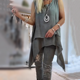 Ora - Conjunto de Dama de Dos Piezas: Top Sin Mangas y Pantalones Estampados