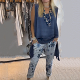 Ora - Conjunto de Dama de Dos Piezas: Top Sin Mangas y Pantalones Estampados