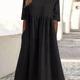 Maikee - Vestido de algodón con escote redondo y bolsillos