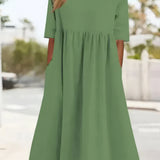 Maikee - Vestido de algodón con escote redondo y bolsillos
