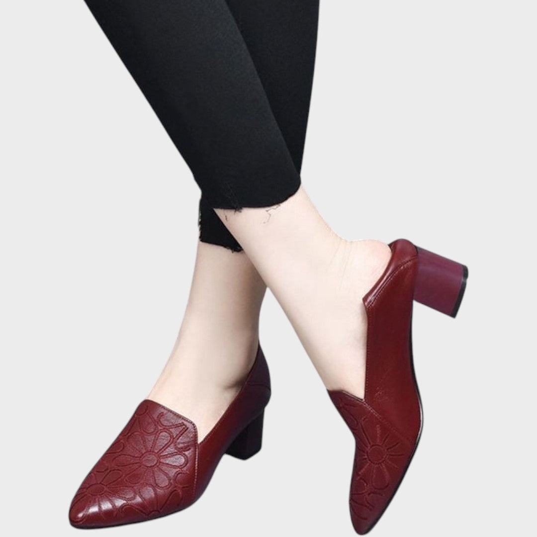 Elena Zapatos de Cuero Con Bardados